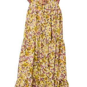 Women's Floral Maxi Dress Sleeveless Tie-Up Front Casual Vacation